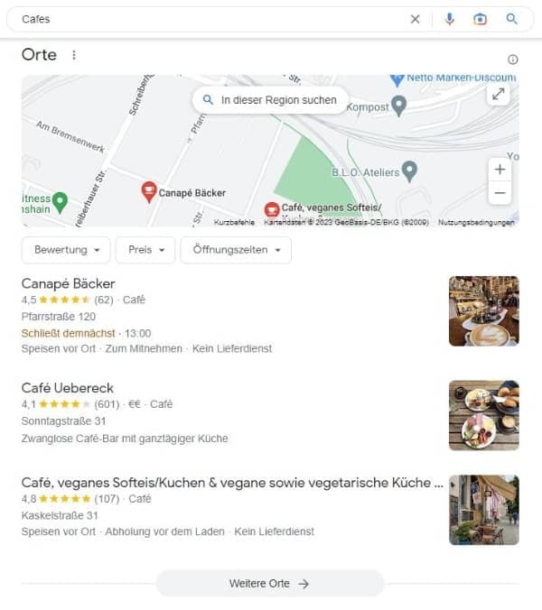 Local SEO für Cafés Google Maps