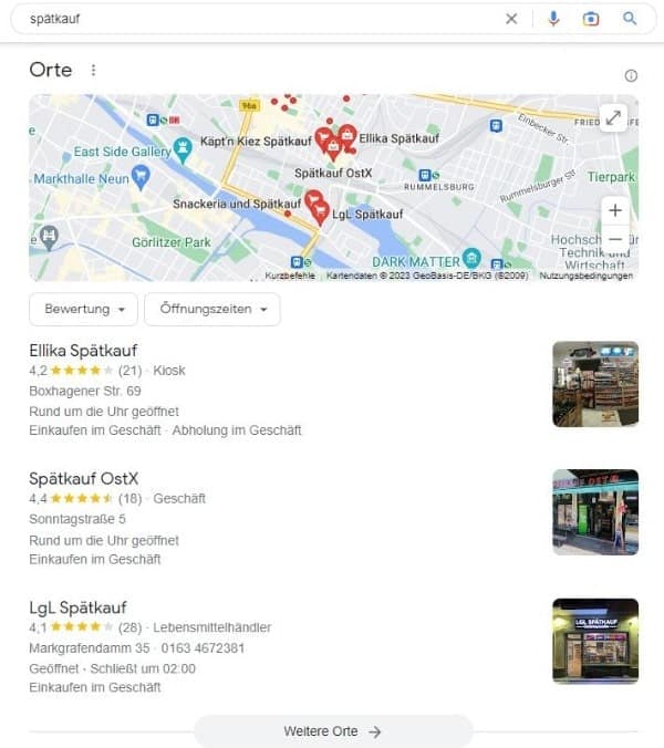 Local SEO für Spätkauf Google Maps