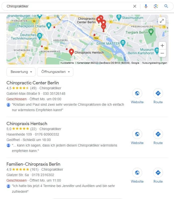 Local SEO für Chiropraktiker Maps Screenshot